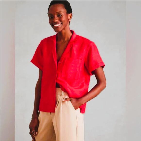 Anthropologie Tops - NWT Anthropologie Maeve Red Classic Surf Shirt Size XS